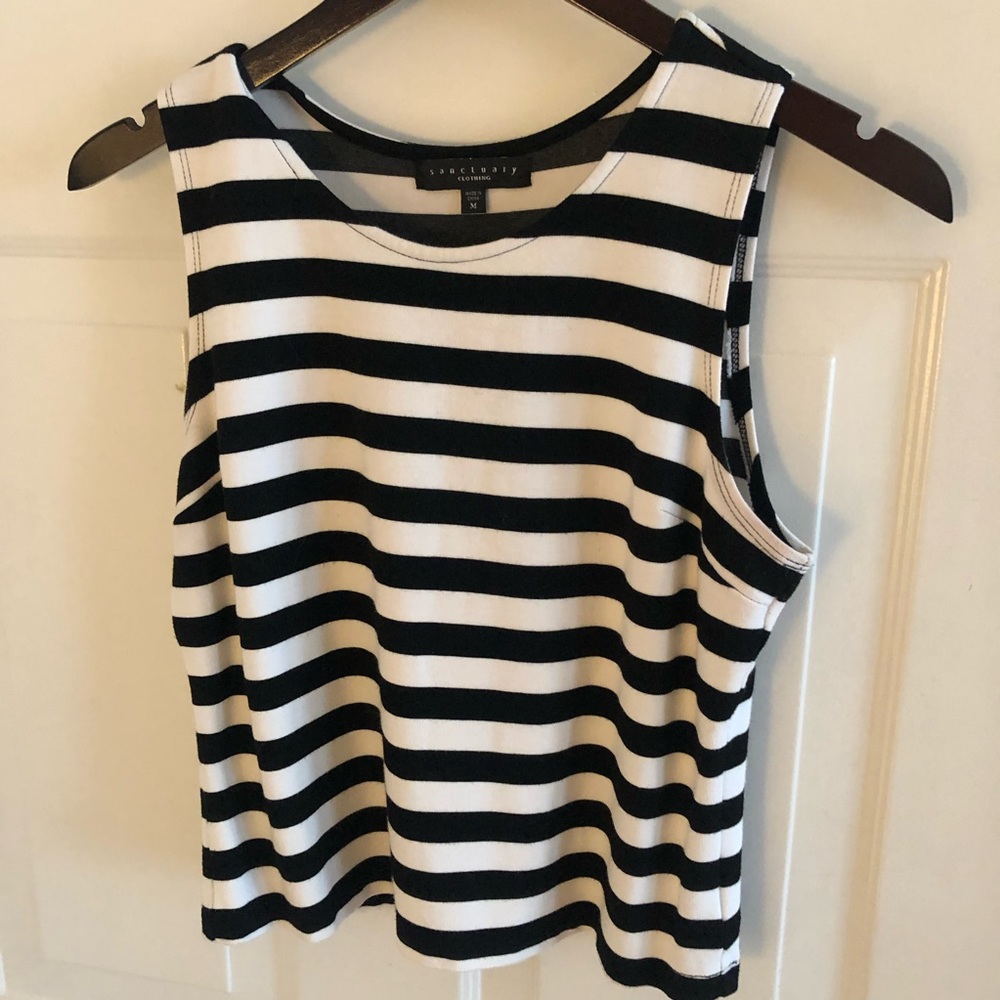 Sanctuary Clothing black and white striped cropped tank